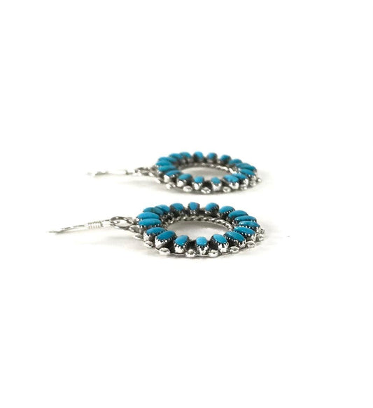 Milburn Dishta Turquoise Petit Point Dangle Earrings-Indian Pueblo Store