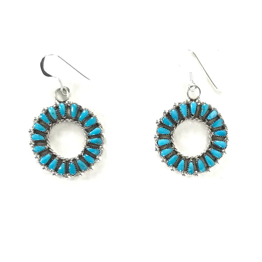 Milburn Dishta Turquoise Petit Point Dangle Earrings-Indian Pueblo Store