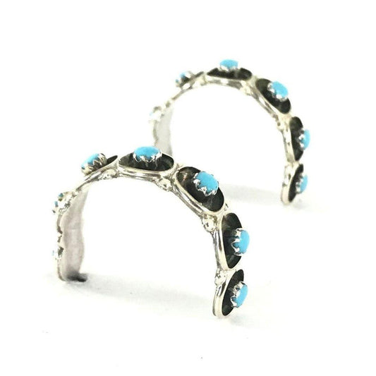 Marlinda Booqua Turquoise Snake Eye Half Hoop Earrings-Indian Pueblo Store