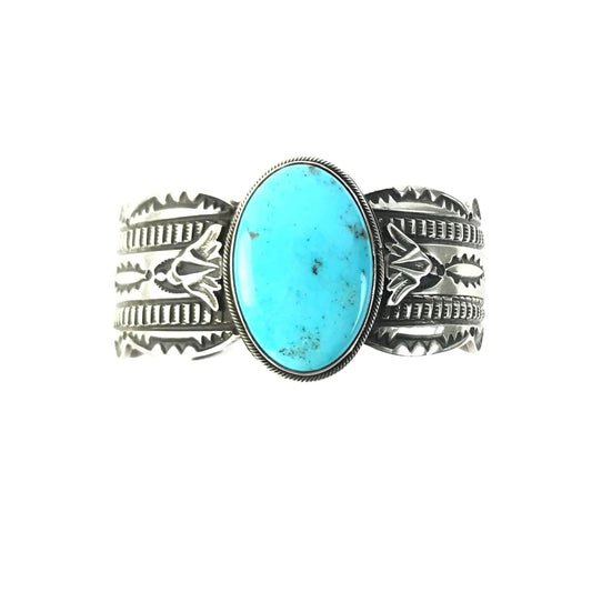 Leonard Maloney Kingman Turquoise Bracelet-Indian Pueblo Store