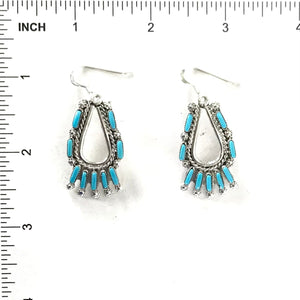 Roxanne Seoutewa Turquoise Petit Point Dangle Earrings-Indian Pueblo Store