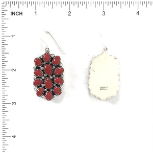 Coral Petit Point Cluster Earrings-Indian Pueblo Store