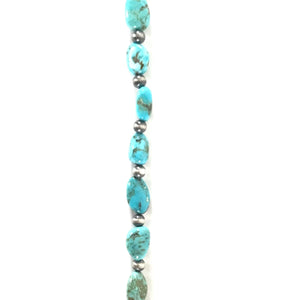 Melvin Masquat Kingman Turquoise and Sterling Silver Bead Necklace-Indian Pueblo Store
