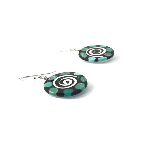 Stephanie Medina Mosaic Inlay Dangle Earring-Indian Pueblo Store
