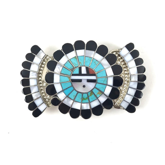Jose and Dora Massie Sunface Inlay Buckle-Indian Pueblo Store