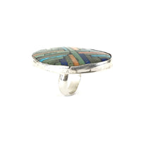 Load image into Gallery viewer, Joe and Angie Reano Turquoise Multi-Gemstone Mosaic Inlay Ring-Indian Pueblo Store
