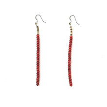Load image into Gallery viewer, Joe and Marilyn Pacheco Apple Coral Single Strand Heishi Earring-Indian Pueblo Store
