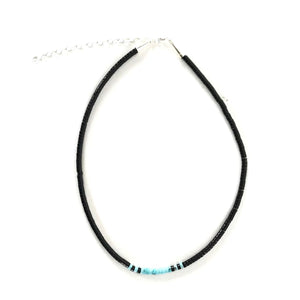 Kevin Ray Garcia Black Jet and Blue Turquoise Heishi Necklace-Indian Pueblo Store