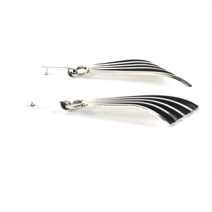 Sterling Silver Channel Asymmetrical Drop Earrings-Indian Pueblo Store
