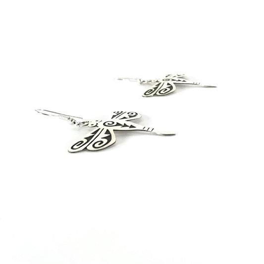 Sonny Gene Sterling Silver Overlay Dragonfly Earring-Indian Pueblo Store