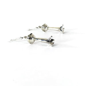 Lenora Garcia Sterling Small Silver Squash Blossom Earrings-Indian Pueblo Store
