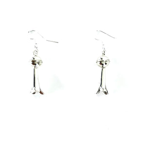 Lenora Garcia Sterling Small Silver Squash Blossom Earrings-Indian Pueblo Store