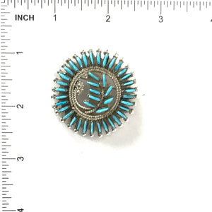 Eva L. Wyaco Turquoise Needlepoiint Cluster Pin/Pendant-Indian Pueblo Store