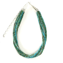 Load image into Gallery viewer, Fred Archuleta 10 strand Blue and Green Turquoise Heishi Necklace-Indian Pueblo Store
