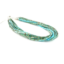 Load image into Gallery viewer, Fred Archuleta 10 strand Blue and Green Turquoise Heishi Necklace-Indian Pueblo Store
