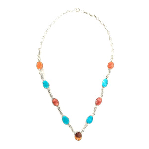 Julia Etsitty Turquoise and Spiny Oyster Shell Necklace and Earring Set-Indian Pueblo Store