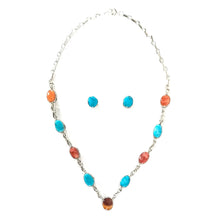 Load image into Gallery viewer, Julia Etsitty Turquoise and Spiny Oyster Shell Necklace and Earring Set-Indian Pueblo Store
