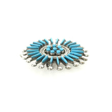 Load image into Gallery viewer, Iva Booqua Turquoise Needlepoint Cluster Pin/Pendant-Indian Pueblo Store
