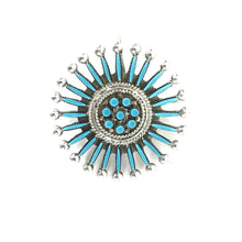 Load image into Gallery viewer, Iva Booqua Turquoise Needlepoint Cluster Pin/Pendant-Indian Pueblo Store
