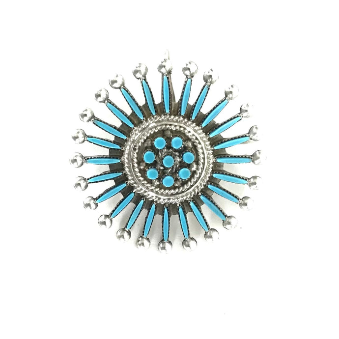 Iva Booqua Turquoise Needlepoint Cluster Pin/Pendant-Indian Pueblo Store