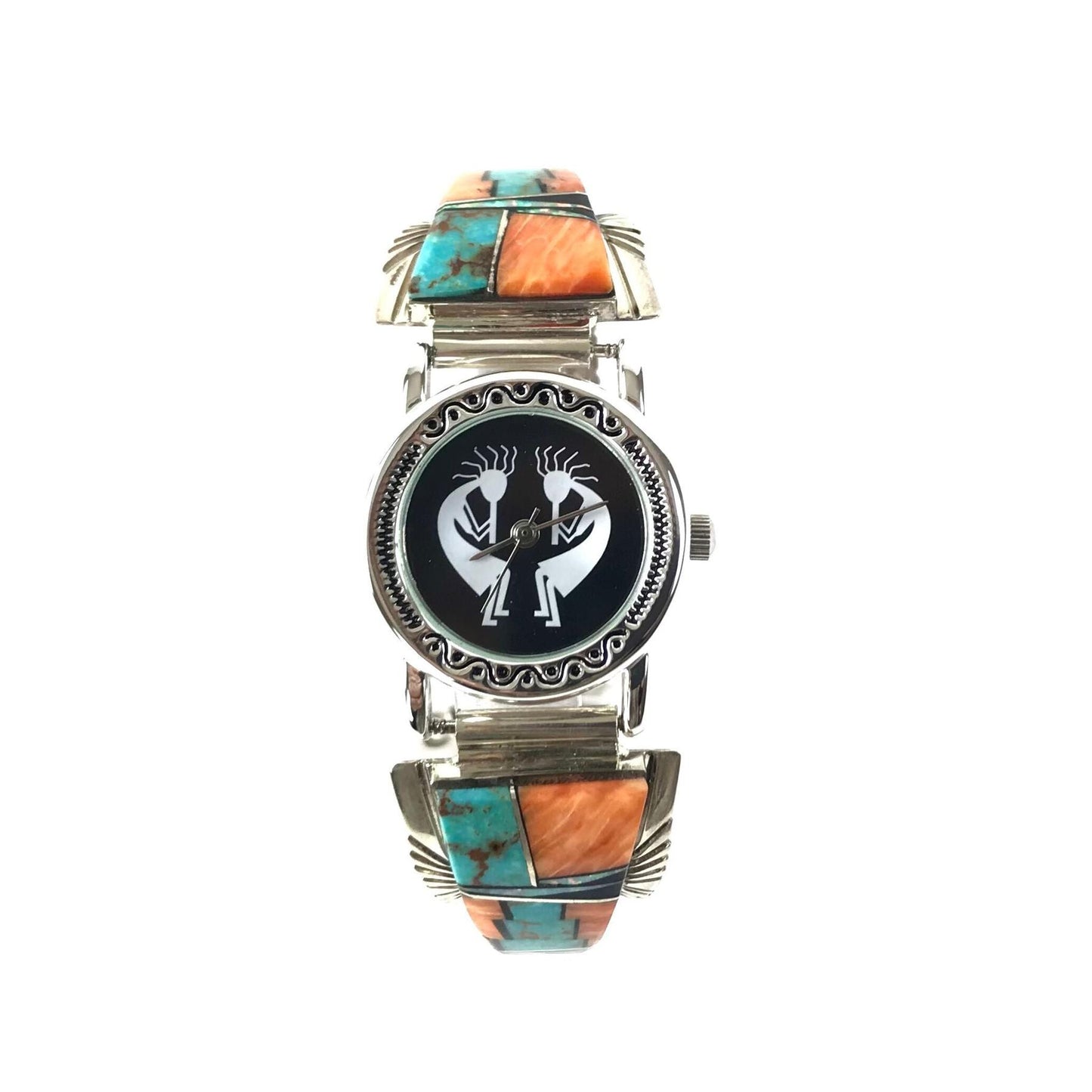Charleston Willie Turquoise and Spiny Oyster Shell Inlay Watch-Indian Pueblo Store