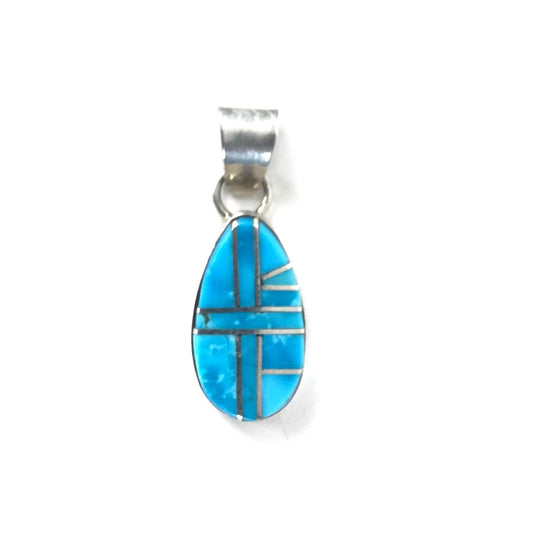 Julia Etsitty Turquoise Inlay Pendant Necklace and Earring Set-Indian Pueblo Store