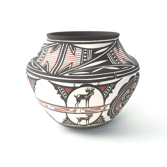 Carlos Laate Deer Olla Water Jar-Indian Pueblo Store