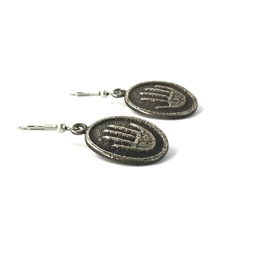Joel Pajarito Tufa Cast Hand Earrings-Indian Pueblo Store