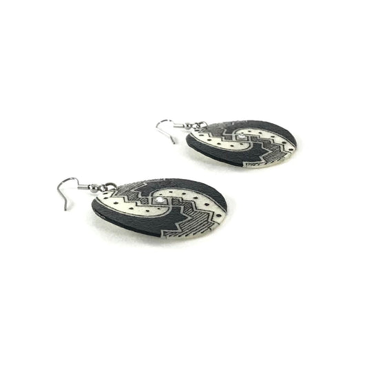 Dominic Arquero Rawhide Mimbres Earrings-Indian Pueblo Store