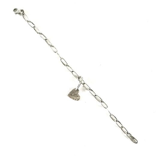 Carlos Lonjose Sterling Silver Heart Link Bracelet-Indian Pueblo Store