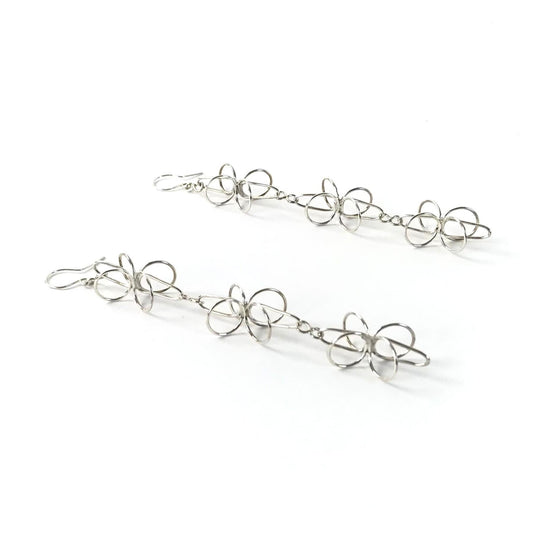 Carlos Lonjose Contemporary Sterling Silver Dangle Earrings-Indian Pueblo Store