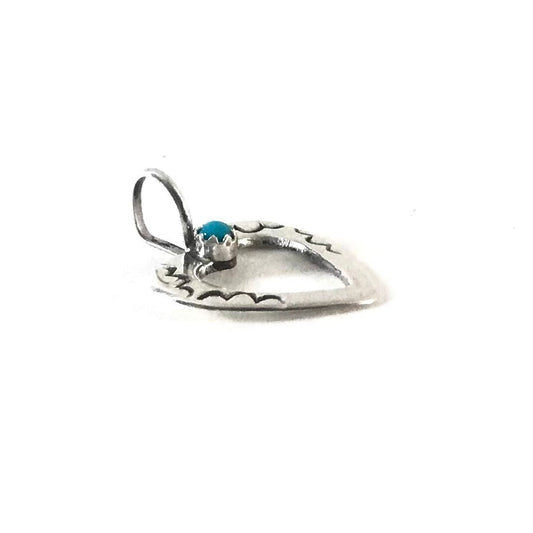 Pauline Nelson Stamped Cut Out Heart Pendant with Turquoise-Indian Pueblo Store