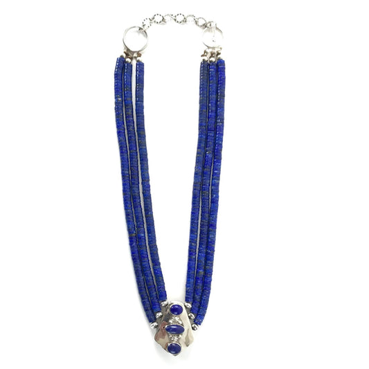 Ellouise Padilla Reversible Lapis Heishi Necklace-Indian Pueblo Store