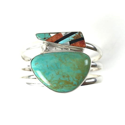 Ellouise Padilla Kingman Turquoise Multi Inlay Bracelet-Indian Pueblo Store