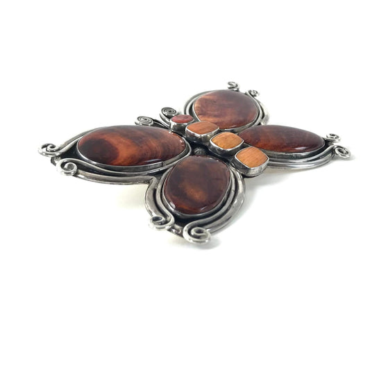 Mary Jane Garcia Spiny Oyster Shell Large Butterfly Pendant-Indian Pueblo Store