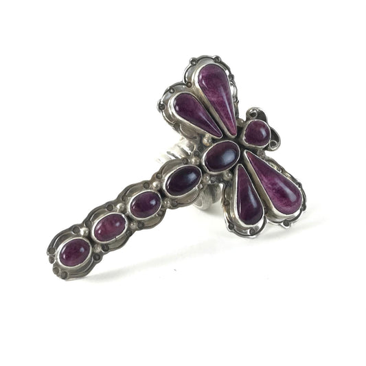 Mary Jane Garcia Purple Spiny Oyster Shell Dragonfly Ring-Indian Pueblo Store