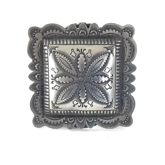 Vincent Platero Square Stamped Bracelet-Indian Pueblo Store