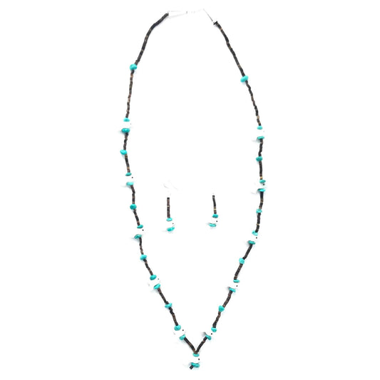 Mike Tucson White Marble Bird Fetish Carving Necklace and Earring Set-Indian Pueblo Store