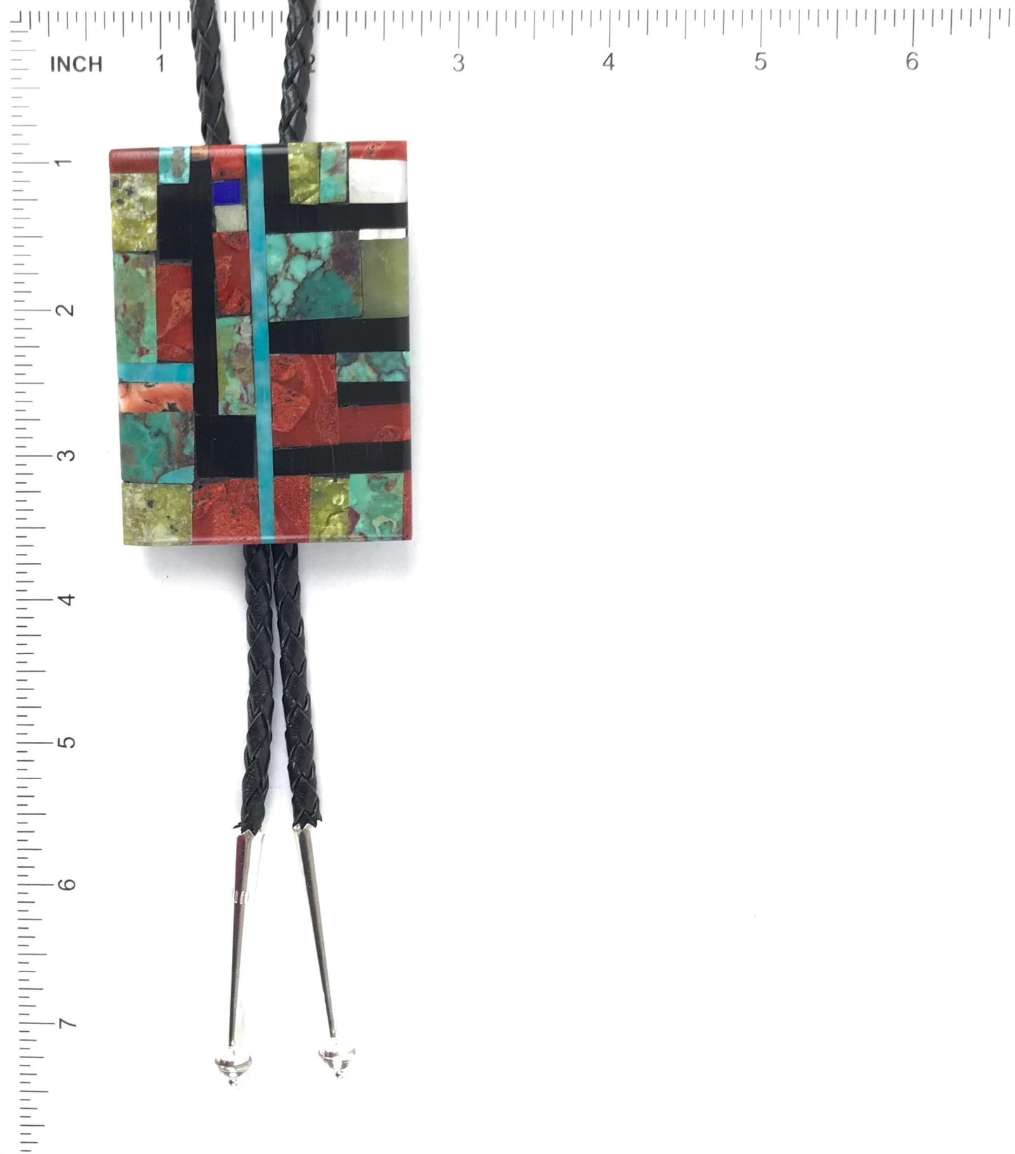 Joe and Marilyn Pacheco Multi-Gemstone Mosaic Bolo Tie-Indian Pueblo Store