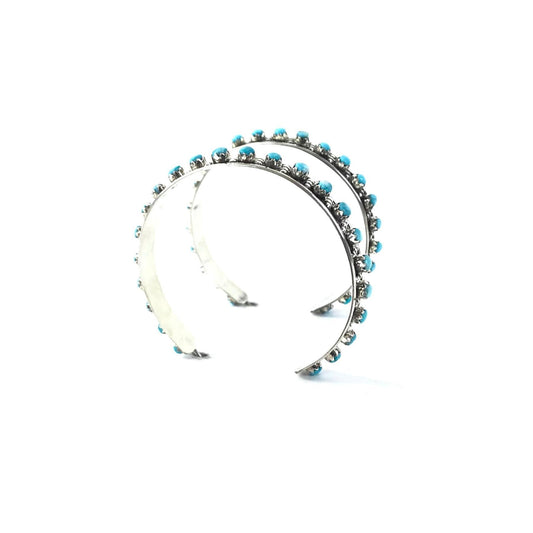 Joanne Chema Turquoise Petit Point Half Hoop Earrings-Indian Pueblo Store