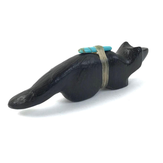Herbert Halate Jet Fox Fetish Carving-Indian Pueblo Store