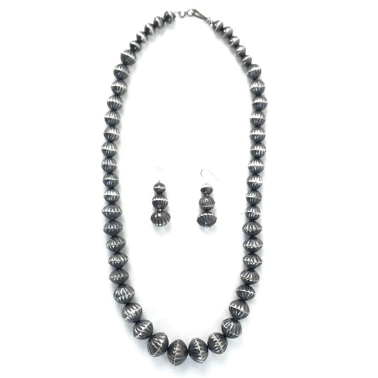 Virginia Tso Graduated Fluted Earring and Necklace Set-Indian Pueblo Store