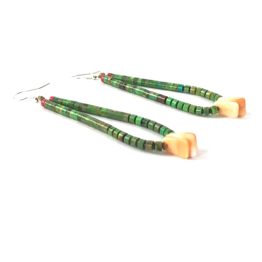 Robert Coriz Green Turquoise Jacla Earrings-Indian Pueblo Store
