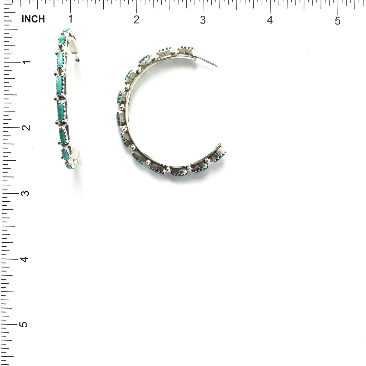 Murray Hannaweeke Turquoise Petit Point Half Hoop Earrings-Indian Pueblo Store