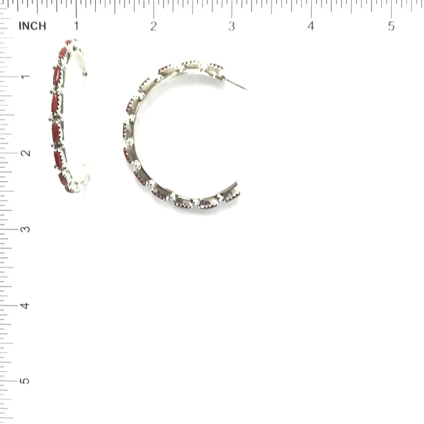Murray Hannaweeke Coral Petit Point Half Hoop Earrings-Indian Pueblo Store
