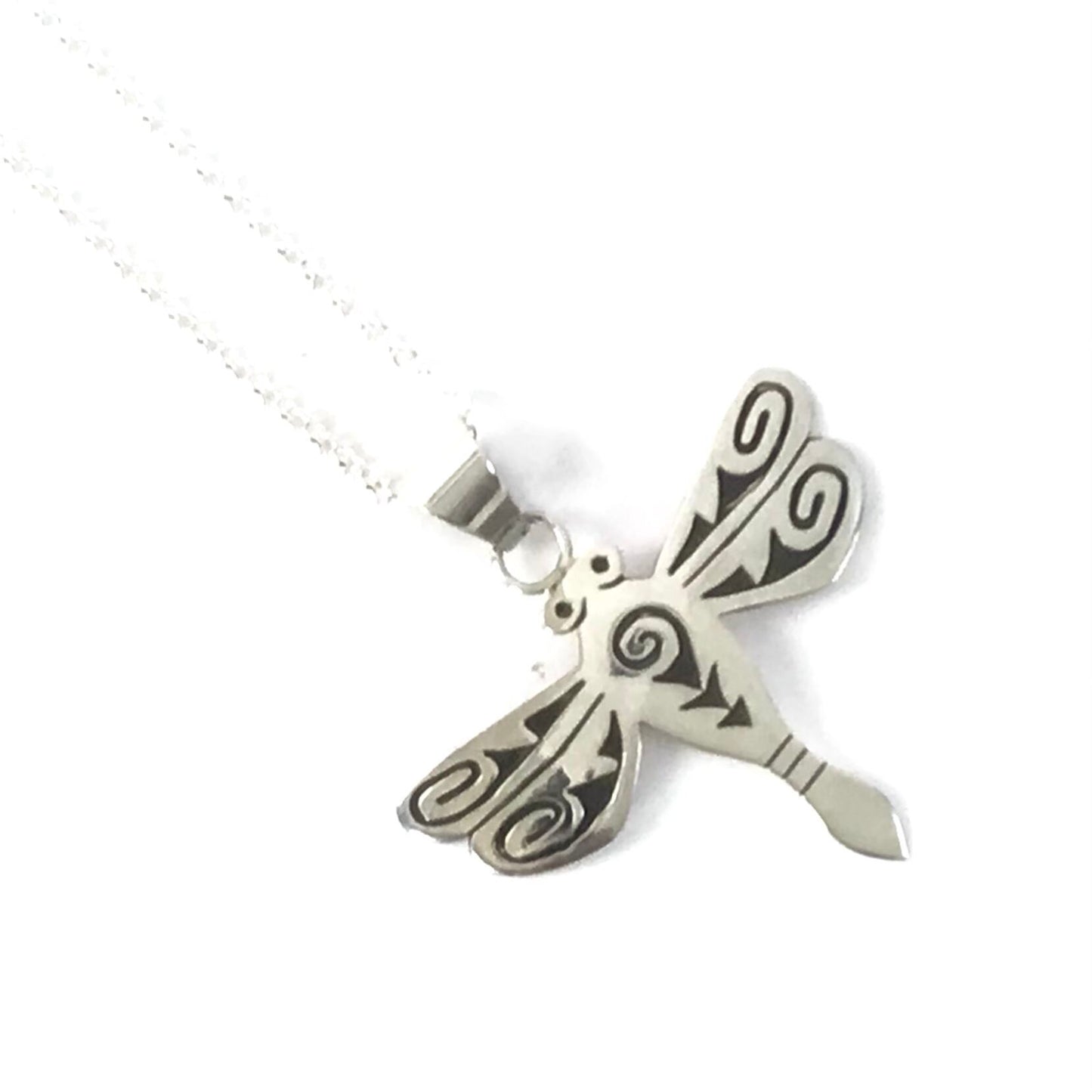SS Dragonfly Overlay Pendant w/Chain 20"-Indian Pueblo Store
