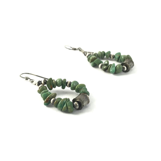 Larry Curley Turquoise Nugget Loop Dangle Earring-Indian Pueblo Store