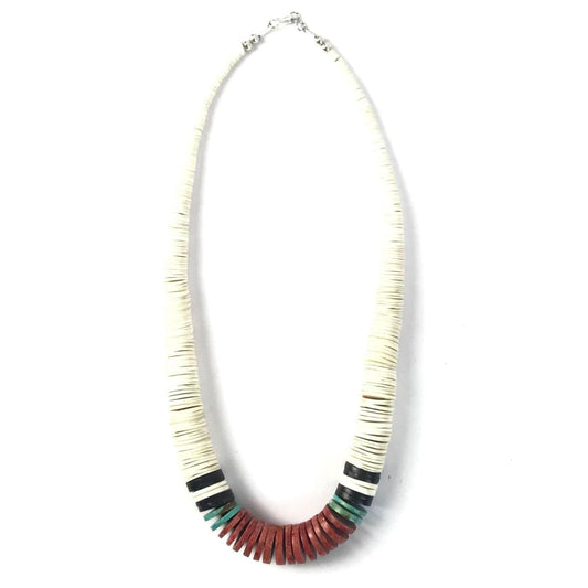 Rudy Coriz Graduated Disc Spiny Oyster Shell Multi-Gemstone Heishi Necklace-Indian Pueblo Store