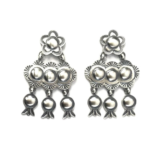 Robert Johnson Chandelier Stamped Earrings-Indian Pueblo Store