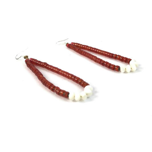 Robert Coriz Carnelian Jacla Heishi Earrings-Indian Pueblo Store
